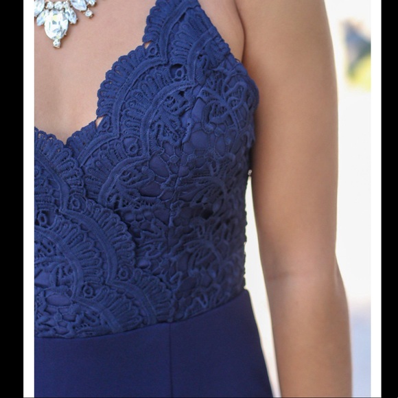 Navy Blue Maxi Prom Dress! worn once in great quality!! perfect for prom - Picture 4 of 6
